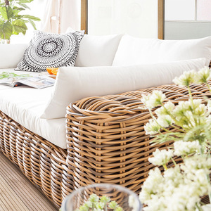 Set Divano da Esterno in Stile Nordico, per Patio, Cortile, Terrazza, Impermeabile e Resistente al Sole, Tre Posti, in <span class=keywords><strong>Rattan</strong></span> Sintetico per Villa - Product Image 3