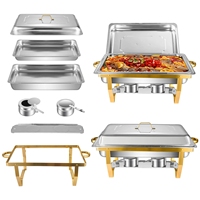 Approvisionnement Usine Luxe Acier Inoxydable 9L Plat Chafing Rectangulaire Buffet Chauffe-Plats Présentoir Hôtels