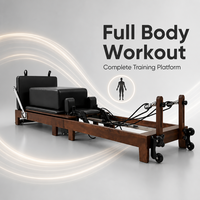 Machine de Pilates pliable portable en noyer, certifiée CE, équipement de gym compact pour la maison avec six ressorts