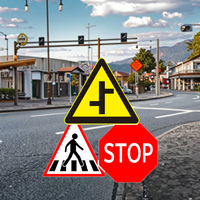 Panneau de signalisation routière réfléchissant personnalisé, plaque en aluminium de 1,5 mm, impression UV, triangle circulaire, 600 mm, panneaux de sécurité routière extérieurs