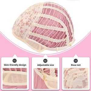 BERON Peluca Rosa Impermeable de 14 Pulgadas para Mujeres y Niñas, Corta y Rizada, Sintética, con Ondas al Agua y Flequillo de Encaje Transparente, Gorro Pequeño - Product Image 5