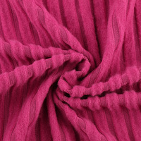 Tissu tricoté brossé côtelé 8x4, toucher suédé doux, 210 GSM, 165 cm, 95% polyester, 5% élasthanne, pour gilet décontracté, sous-vêtement, t-shirt