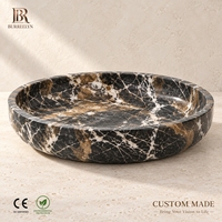 Plateau décoratif en marbre noir Porto Gold Nero Portoro, design personnalisé, rond, géant, pour la maison