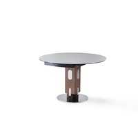 Table de salle à manger ronde extensible en ardoise pour 8 personnes, idéale pour la maison et les restaurants – Grande promotion familiale
