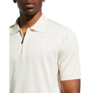 Suéter Polo de Cuello Alto con Cierre de Cremallera de Algodón y Seda para Hombre, Camiseta Polo de Cachemira para Hombre - Product Image 4