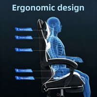 Chaise de jeu ergonomique Yazhi soigneusement sélectionnée, dossier haut, accoudoirs intégrés, appui-tête – confortable pour les longues heures de travail au bureau