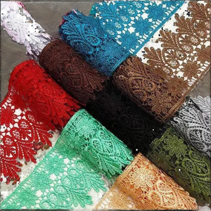 Oferta Especial: Encaje Veneciano de Organza de Poliéster Floral de Lujo, Bordado Vintage, Sexy, para Boda, Manualidades, Costura, Blanco y Rosa, 8.5cm - Product Image 2