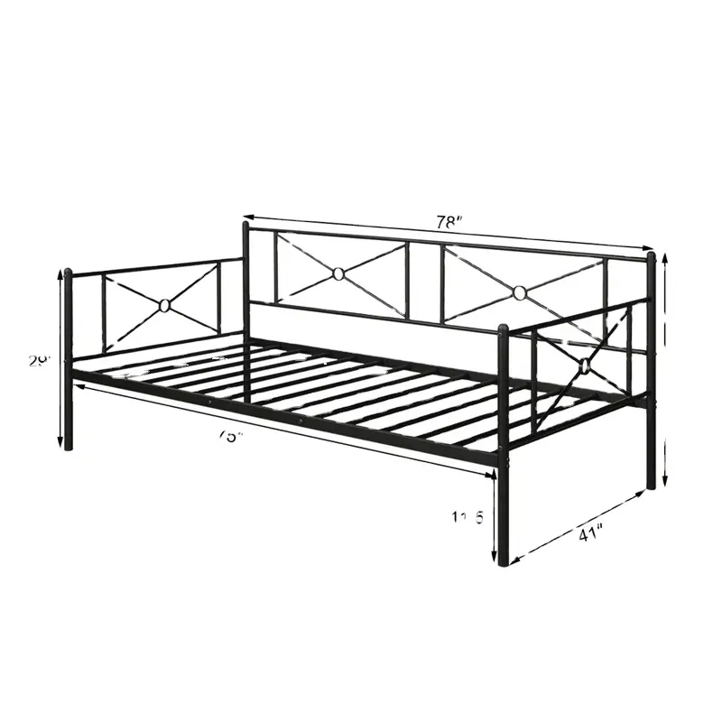 High Quality Customize Twin Wrought Iron Sofa Frame Metal Day Bed