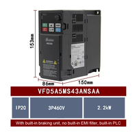Konverter Frekuensi VFD Delta VFD5A5MS43ANSAA Berkualitas Tinggi untuk Motor AC 3HP 5.5A IP20 Kontrol Vektor untuk Mesin Pompa dan Konveyor