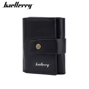 Baellerry Men's Tri-Fold <b>Wallet</b> Coffee Color RFID Protection Multi-Card <b>Holder</b> With Button Closure Solid Design - Product Image 5