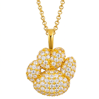 Collier pendentif patte de chien plaqué or avec moissanite sertie pour cadeau de fête