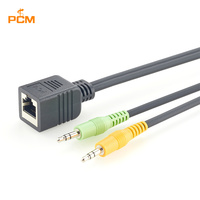 Kabel Breakout RJ45 Female ke Dual 3.5mm TRS 1/8'' Male untuk Sistem Siaran Audio Stereo AXIA Konsol Lawo Node AES EBU