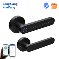 Cerradura Inteligente de Aluminio Negro de Seguridad Clase C OEM/ODM con Desbloqueo por Huella Dactilar, Tarjeta de Memoria, Control Remoto WiFi y App Tuya