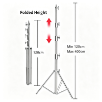 Statif Lampu Studio Stainless Steel 400cm, Adjustable, Tripod Holder untuk Fotografi, Video, dan Penerangan Luar Ruangan