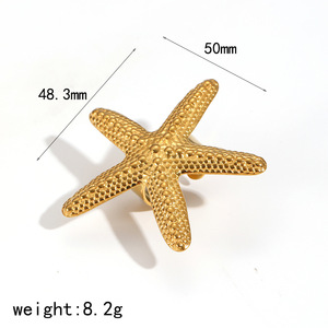 Ensemble de bijoux en acier inoxydable étoile de mer, bague et boucles d'oreilles unisexes, thème océan, vie marine, accessoire de mode - Product Image 5