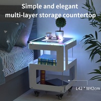 Table basse intelligente moderne avec éclairage LED RGB, commande tactile/télécommande sans fil, en verre et acrylique, pour la maison, le salon, le balcon