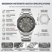 Fabrik-Meteoritenzifferblatt Edelstahlarmband 8215 Automatische Mechanische Selbstaufziehende Herren-Armbanduhr Private Label Uhr