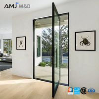 Porte Pivotante en Aluminium Surdimensionnée Insonorisée pour Entrée de Patio Extérieur Personnalisée en Verre pour Villa Résidentielle