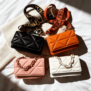 <span class=keywords><strong>Bolso</strong></span> Bandolera Acolchado de Lujo para Mujer, <span class=keywords><strong>Bolso</strong></span> de Hombro de Cuero PU <span class=keywords><strong>con</strong></span> <span class=keywords><strong>Cadena</strong></span> y Correa Ajustable, <span class=keywords><strong>Bolso</strong></span> de Diseño Moderno - Product Image 1