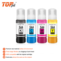 Bouteille de recharge d'encre Topjet T544 544 couleurs à base d'eau, compatible avec les imprimantes Epson L3110 L3150 L3250, prix bas