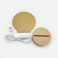 Socle lumineux en bois avec plaques acryliques transparentes et support d'affichage de lampe à illusion 3D, alimentation USB, lumières multicolores