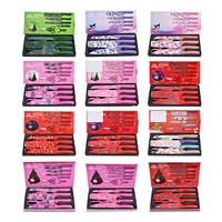 Coffret de six couteaux de cuisine en acier inoxydable avec lames peintes par pulvérisation, motif de Noël, en paille de blé, avec petite boîte cadeau