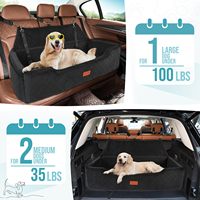 Siège de sécurité pour chien portable de luxe avec ceinture de sécurité, lit de voyage surélevé carré et solide pour grands chiens ou deux petits chiens
