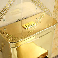 WC monobloc en céramique haut de gamme, moderne, doré, avec siphon en S, double chasse et télécommande