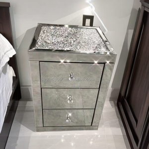 Crushed Diamond Sparkle Blingbling Silver Bevel Edge Crystal 3 Drawer Living Room <strong>Bedside</strong> Cabinet <strong>Console</strong> <strong>Table</strong> - Product Image 6