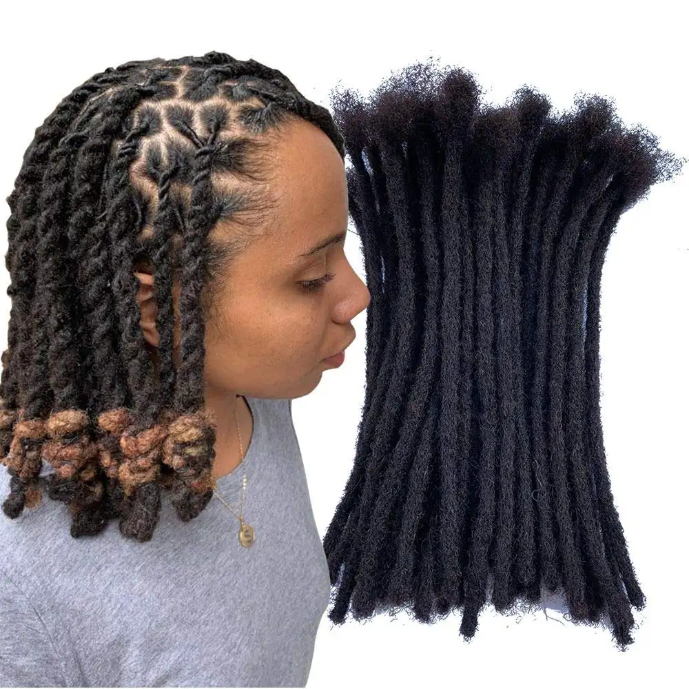wholesale 100% handmade 1B afro kinky curly hair crochet human hair dreadlocks extension real human hair dreadlock