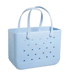 Women Wholesale Beach Waterproof Tote Bags Custom Summer Rubber Totes Pvc O Large Fashion Eva Plastic Silicone Bag With Holes