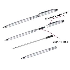 Stylet capacitif en métal avec logo personnalisé, 2 en 1, stylo à bille pour écran tactile, universel pour smartphone, tablette, bureau, clip en acier inoxydable - Product Image 2