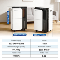 Deye DYD-D50D 50L Purificateur d'air professionnel avec ioniseur intégré et déshumidificateur commercial pour forêt