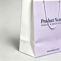Sacs en papier biodégradables personnalisés avec logo en relief imprimé, sacs en papier kraft violet recyclables avec poignée