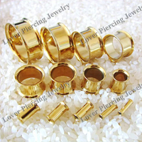 [SO-011] Tunnels et Plugs d'Oreille en Acier Inoxydable 316L Double Flare PVD Or Rose de Haute Qualité, Vente en Gros de Bijoux de Piercing Corporel