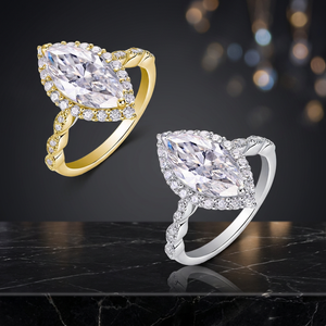 Bague fine pour femme en argent S925 plaqué or, nouveau design de luxe, prix d'usine, avec moissanite taille marquise 3 carats et sertissage pavé - Product Image 2