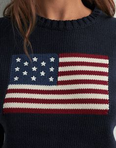 <span class=keywords><strong>Pull</strong></span> tricoté ample décontracté pour femmes avec décoration de bouton de motif de <span class=keywords><strong>drapeau</strong></span> national vêtements en gros haut - Product Image 5