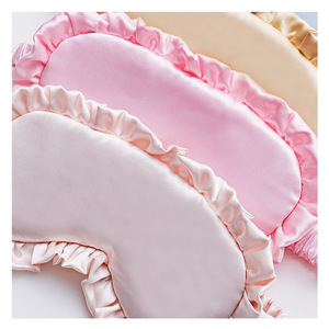 Falbala Augenbinde Verstellbare doppelseitige atmungsaktive glatte weiche Seide Satin Spitze Hautpflege Light Shading Schlaf maske mit elastischen