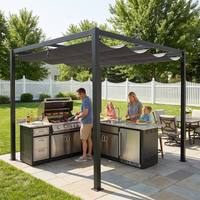 Pérgola de Acero Resistente con Toldo Deslizante Metálico para Exteriores, 2x3m, 3x3m, 3x4m, Gazebo de Jardín, Venta al Por Mayor, OEM