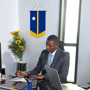 Drapeaux miniatures en gros pour voitures, décorations murales de Nauru, petits ornements suspendus en satin imprimé numériquement - Product Image 4