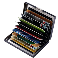 Tempat kartu kredit pria, wadah kartu kredit bisnis logam Stainless Steel RFID