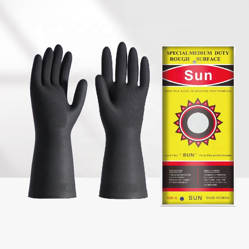 Guantes de látex impermeables resistentes a productos químicos protección de manos guantes de seguridad industrial para el trabajo