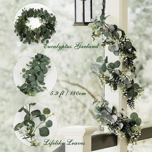 Ghirlanda di Eucalipto Artificiale da 180 cm - Finta Pianta Rampicante con <span class=keywords><strong>Foglie</strong></span> Realistiche per Matrimoni, Decorazioni per Feste <span class=keywords><strong>e</strong></span> Casa - Product Image 4