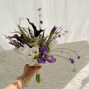Fleurs artificielles en plastique <span class=keywords><strong>Iris</strong></span> Calla violettes, réalistes et douces, faites à la main, pour mariages, Nouvel An chinois et <span class=keywords><strong>photographie</strong></span> - Product Image 2