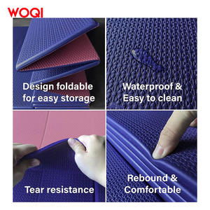 Tapis de yoga Woqi 6 mm d'épaisseur, pliable, bleu foncé, pour le fitness et le remodelage corporel - Product Image 4