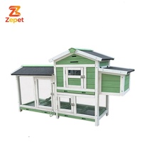Enclos à lapins en bois cyan spacieux et écologique de qualité supérieure avec fermeture auto-agrippante, motif uni, pour l'élevage de petits animaux en extérieur dans le jardin