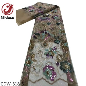 Vải Ren Lưới Đính Kim Sa Thêu Đám Cưới Châu Phi Chất Lượng Thiết Kế Thanh Lịch Mới Nhất - Product Image 5