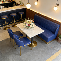 Ensemble de canapés en cuir bleu de haute qualité pour restaurants à thème haut de gamme