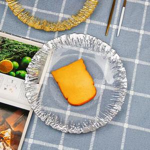 Assiettes <span class=keywords><strong>de</strong></span> service <span class=keywords><strong>de</strong></span> luxe créatives en gros, bord doré, cristal, vaisselle <span class=keywords><strong>de</strong></span> traiteur, style texture écorce, assiettes <span class=keywords><strong>de</strong></span> <span class=keywords><strong>cuisine</strong></span> - Product Image 4