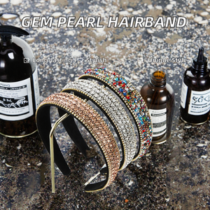 Diadema de Tela con Pedrería Ancha y Elegante de Excelente Calidad para Mujer, Accesorio para el Cabello para Fiestas y Uso Diario en Oferta - Product Image 2